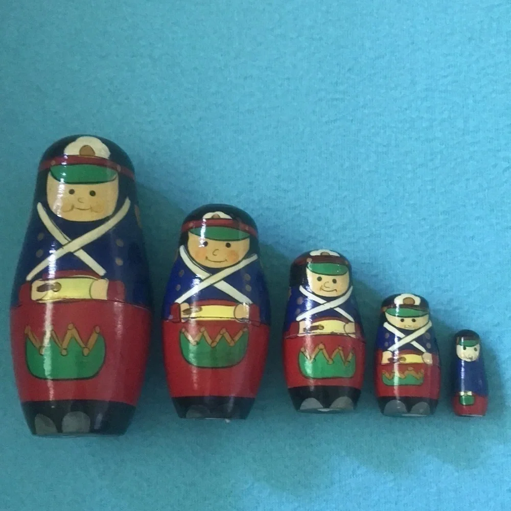 Russian nesting dolls Soldiers wooden vintage decoration